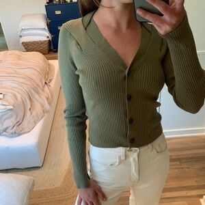 DESIGNER JONATHAN SIMKHAI Braided Army Green Cardigan